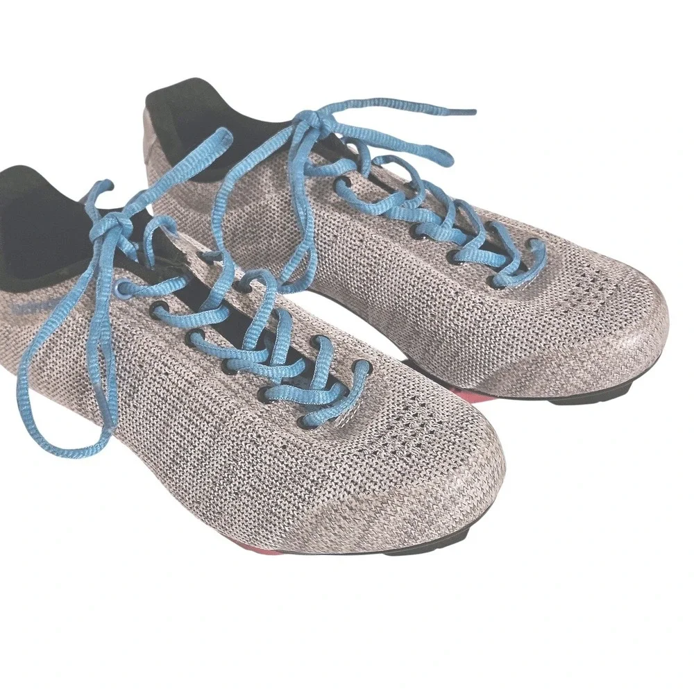 Tommaso Pista Women Gray Knit Indoor Cycling Spin Shoes 3-Bolt Cleats Size 7.5